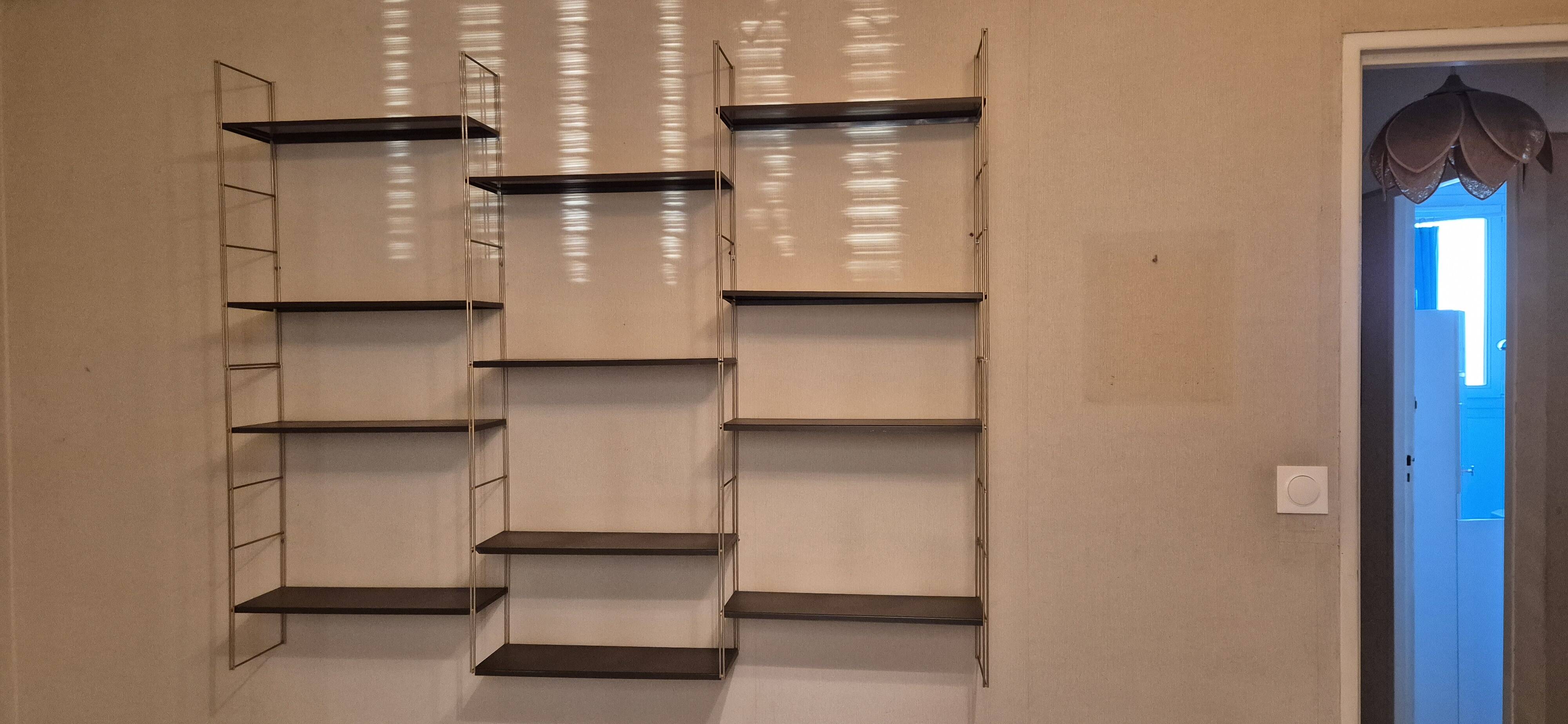 1960s IRON AND SHEET METAL WALL SHELVES