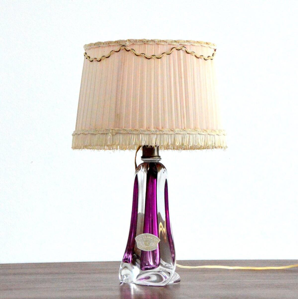 Vintage 1960s Val St-Lambert Belgium Crystal Table Lamp
