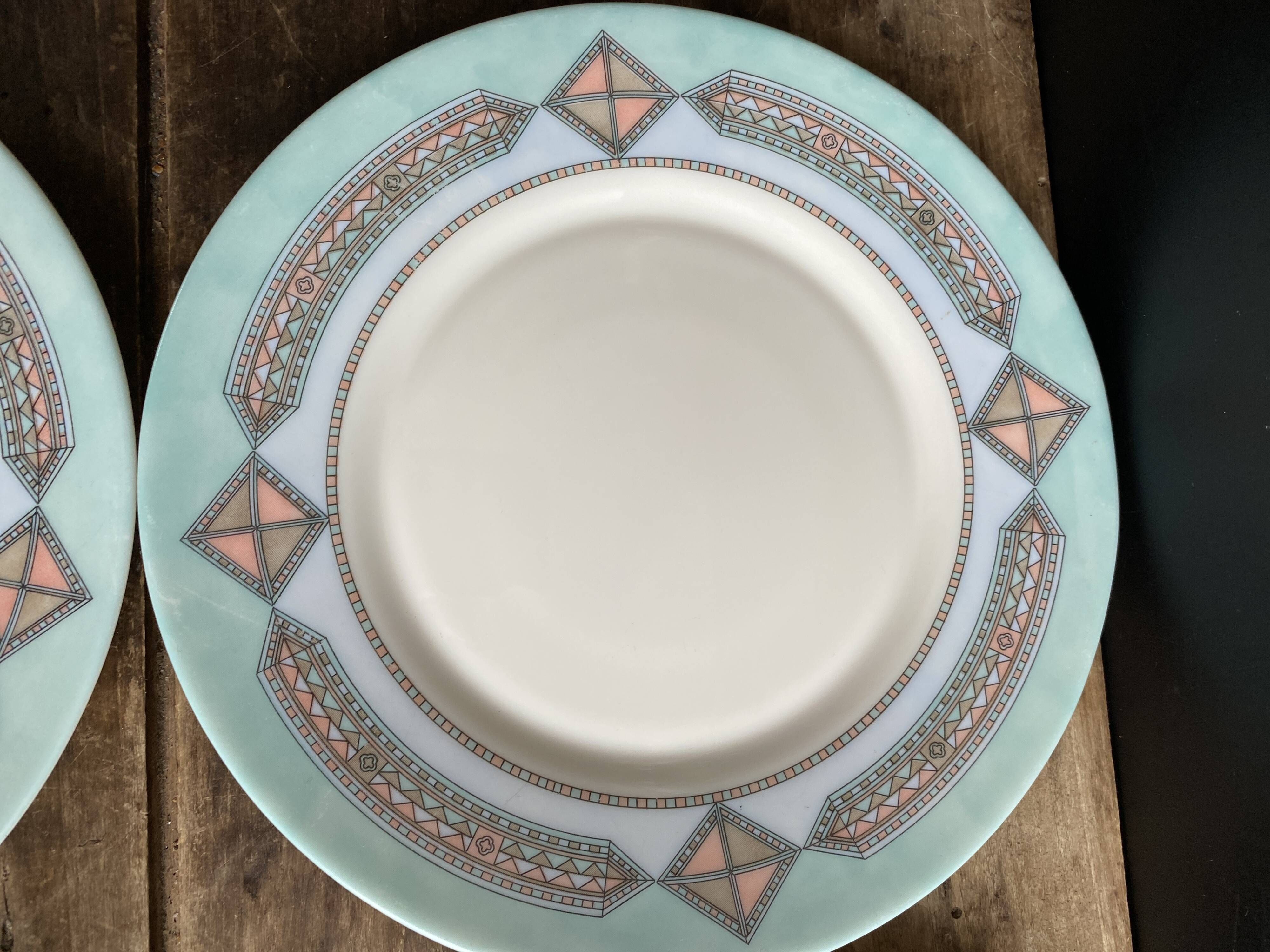 Set of 6 dessert plates Arcopal France – Aztec Vintage 90s model
