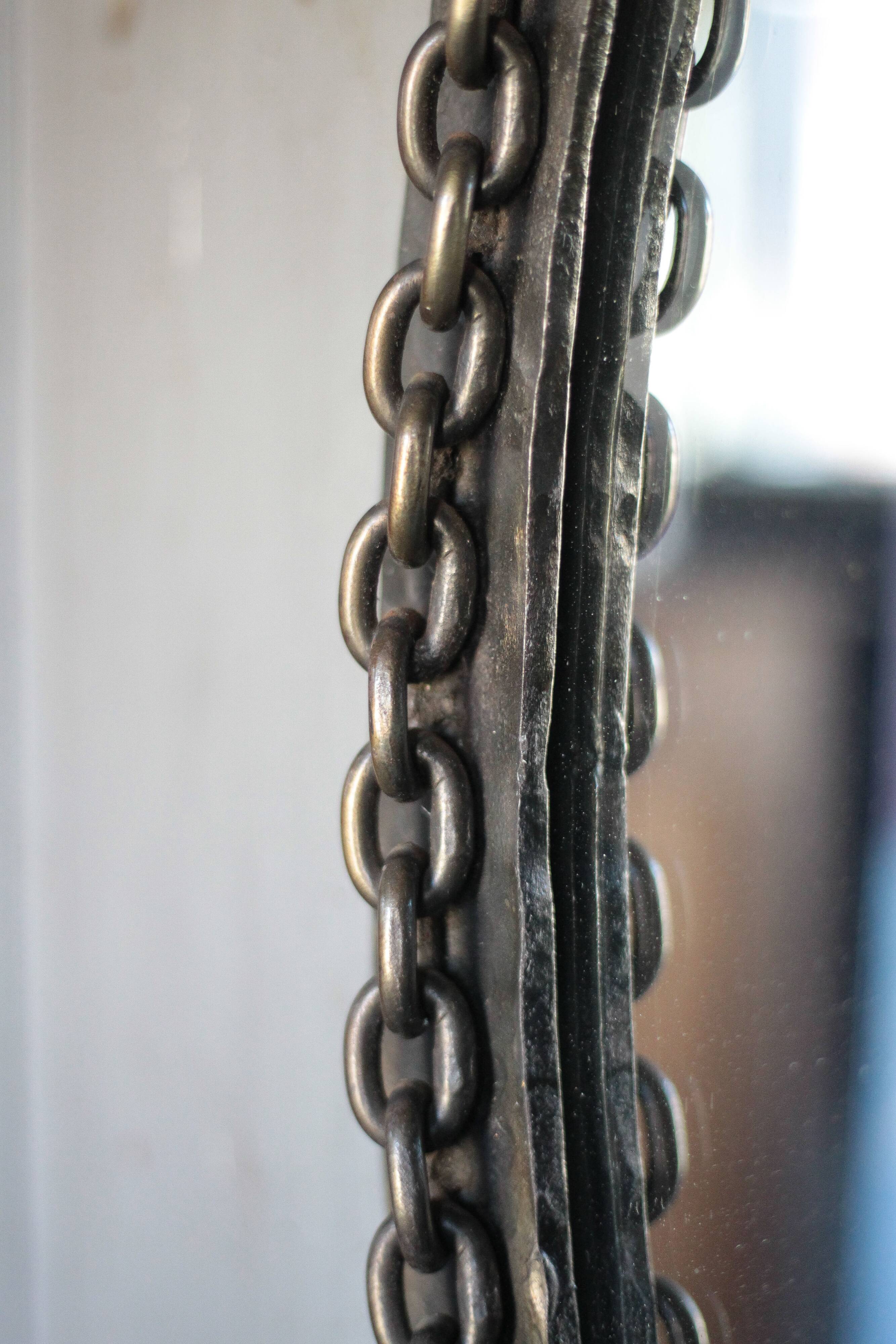 Vintage mirror, wall mirror, oval mirror, wrought iron mirror, brutalist