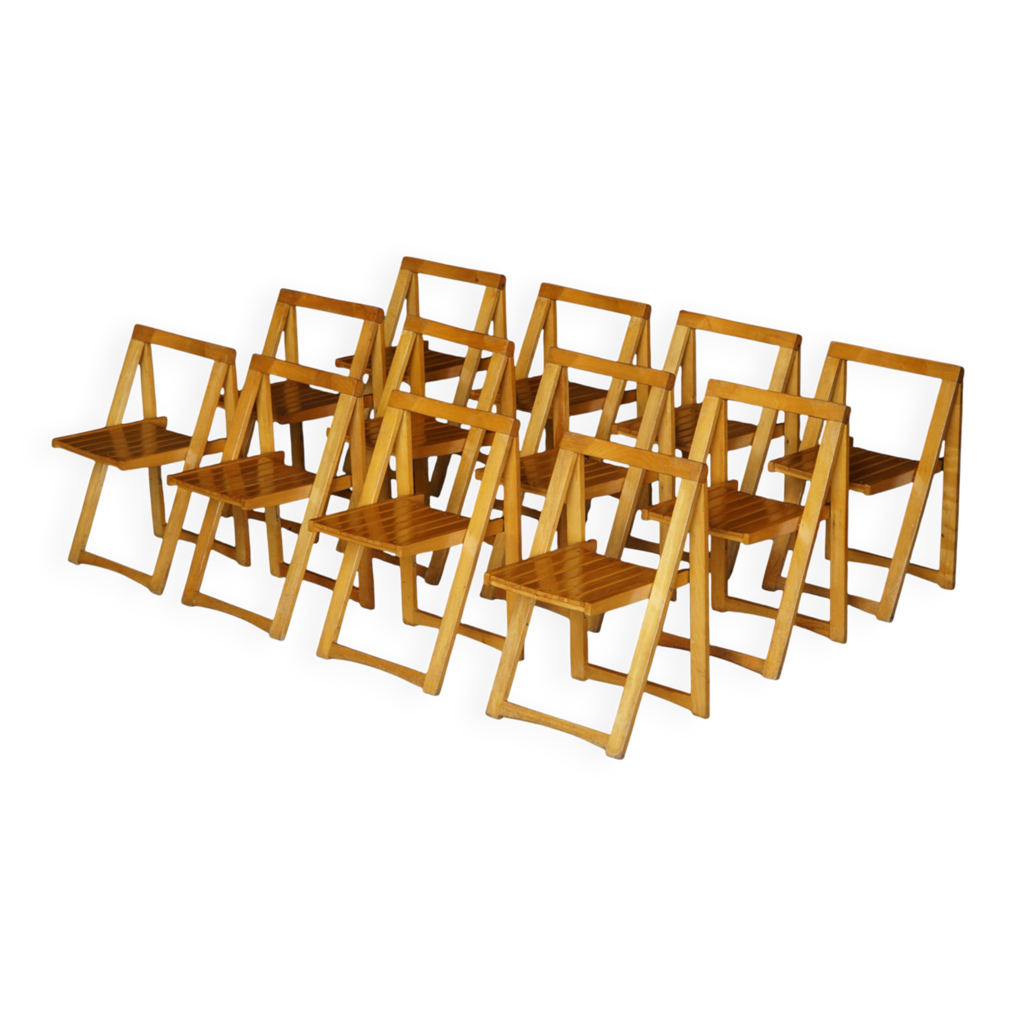 Set of 12 Foldes chairs by Aldo Jacober & Pierangela D'Aniello, Italy, 1960s.