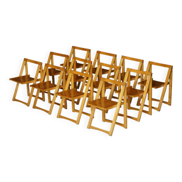 Set of 12 Foldes chairs by Aldo Jacober & Pierangela D'Aniello, Italy, 1960s.