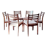 6 chaises teck de Meredew furniture vintage scandinave 1960