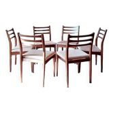 6 chaises teck de Meredew furniture vintage scandinave 1960
