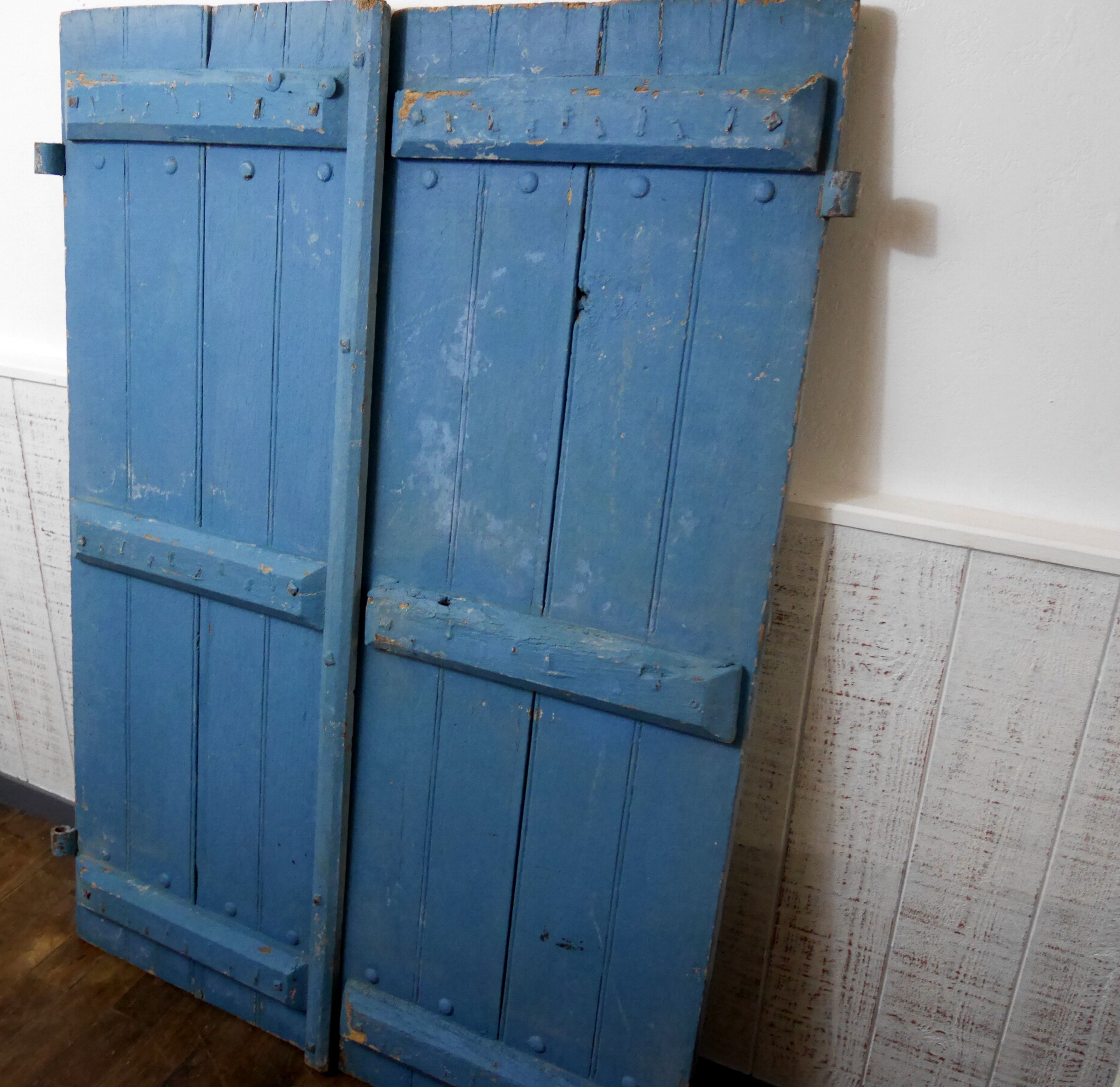 Pair of blue oak shutters