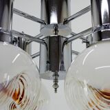 Murano Glass & Chrome Chandelier, Italy, 1970s