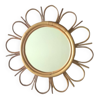 rattan flower mirror 1960