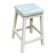 Rustic square farmhouse stool in patinated white wood from the 1960s.