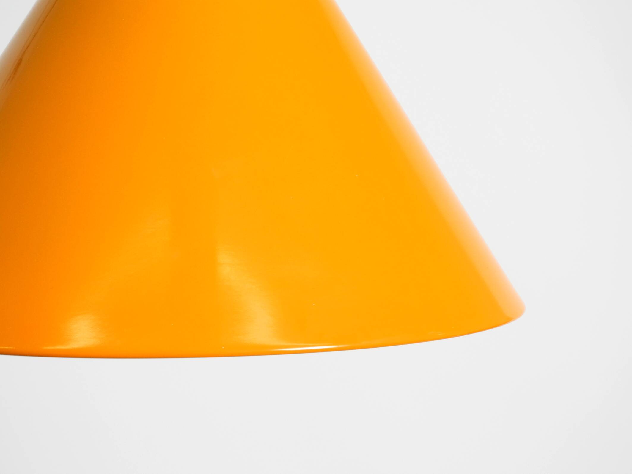 Original 1970s orange metal pendant lamp by Louis Poulsen model Billiard