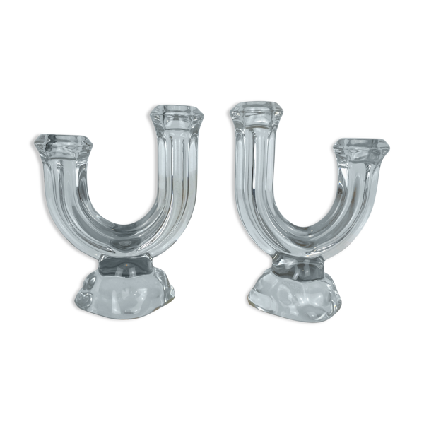 Paire de bougeoirs cristal de Vannes