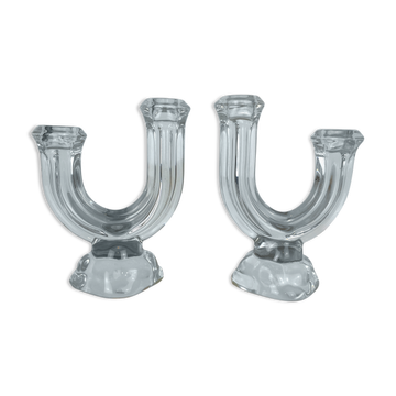 Paire de bougeoirs cristal de Vannes