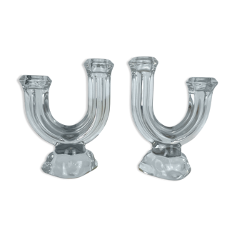 Pair of Vannes crystal candle holders