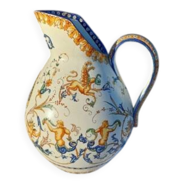 19th century Gien earthenware pitcher