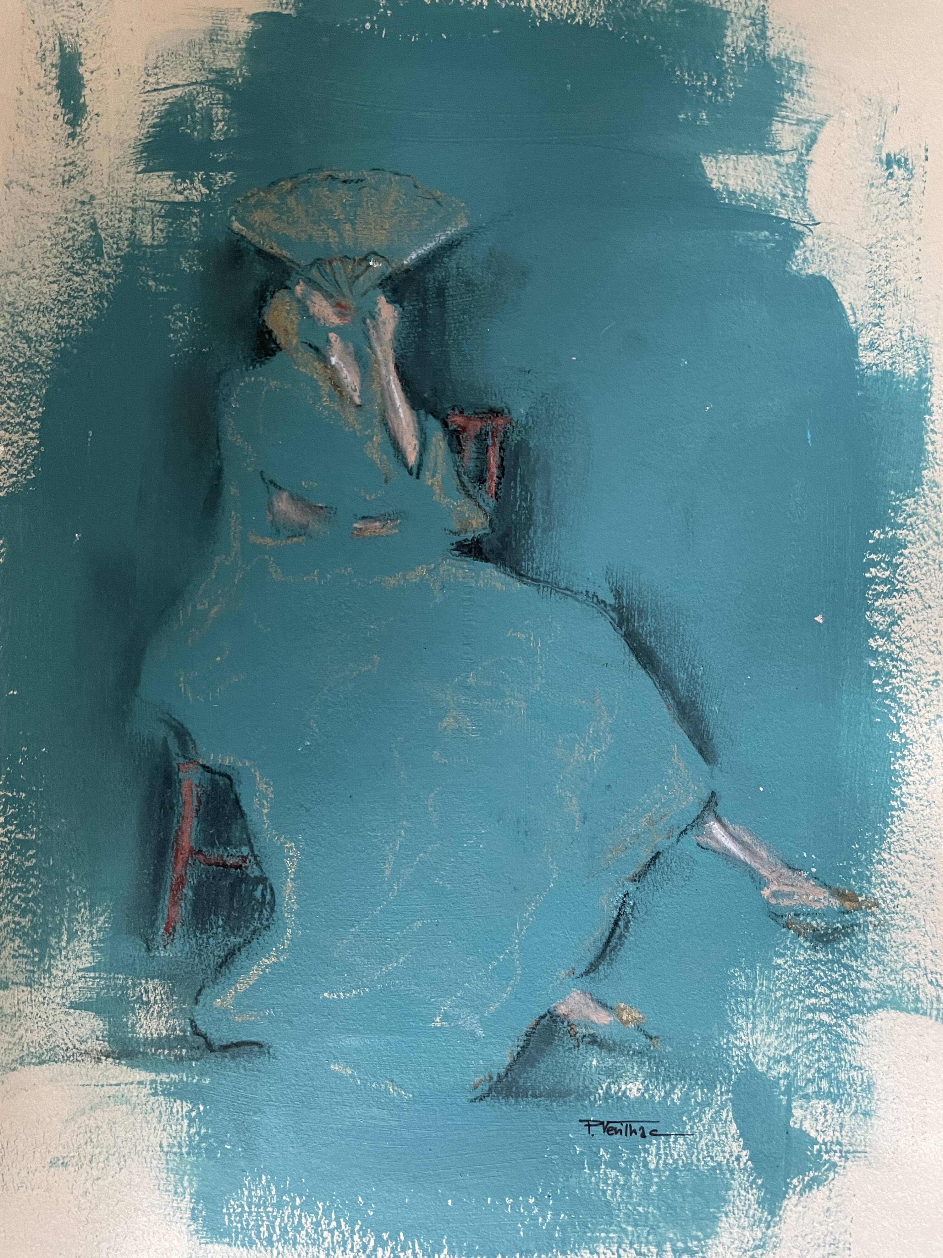 Oil painting signed woman with “fan”
