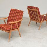 Pair of armchairs (TON) Thonet by Antonin Suman, orange pattern