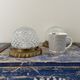 Set of two ceiling lamps or sconces in brass and glass