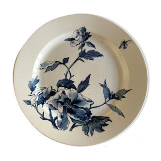 Dish poppies in faience of Gien 19th decoration Summer