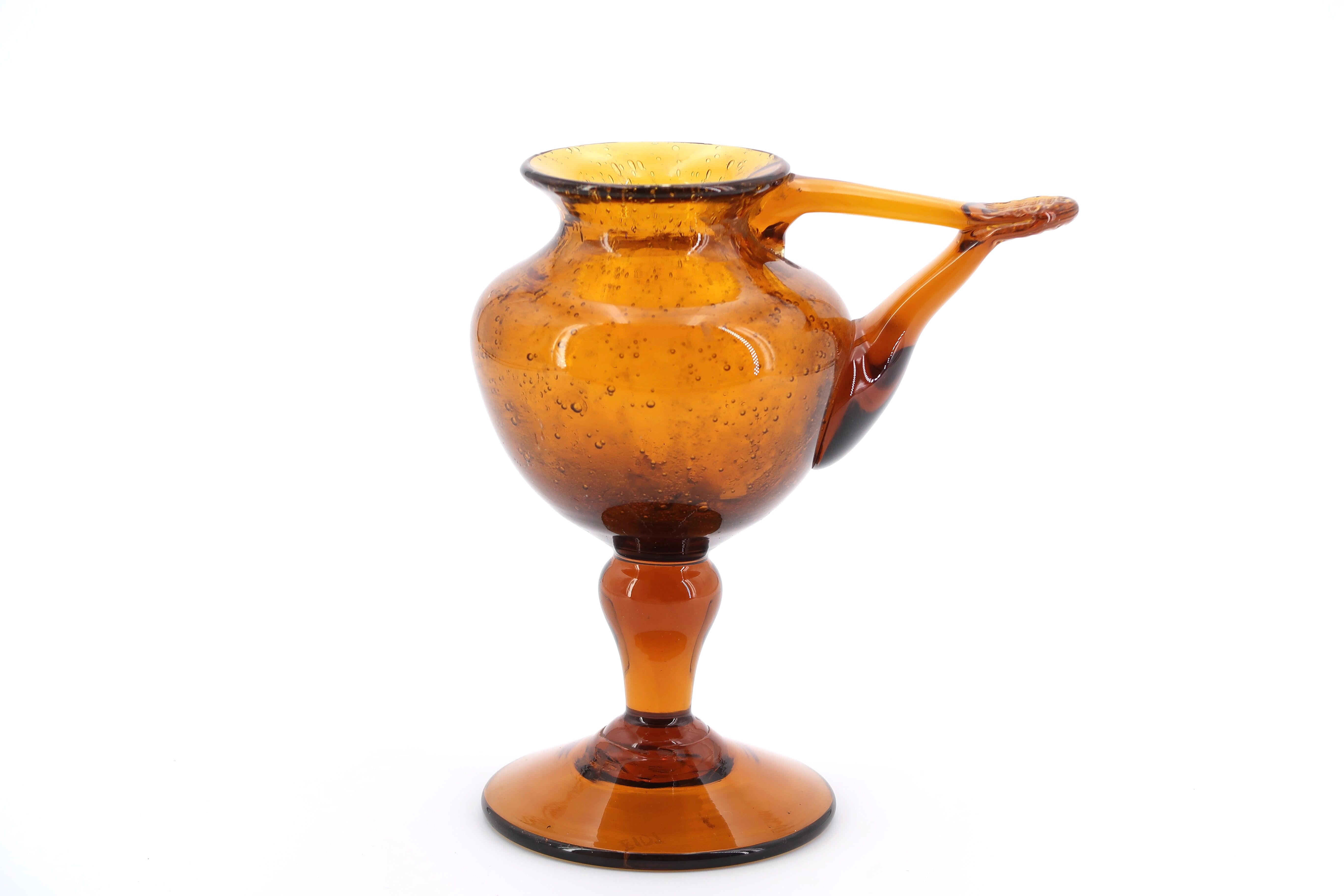 Biot oil lamp in amber bubble glass, 1970s