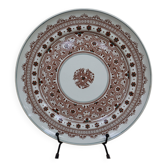 Old 26cm dish in Terre de Fer earthenware from Longwy, Henri II model