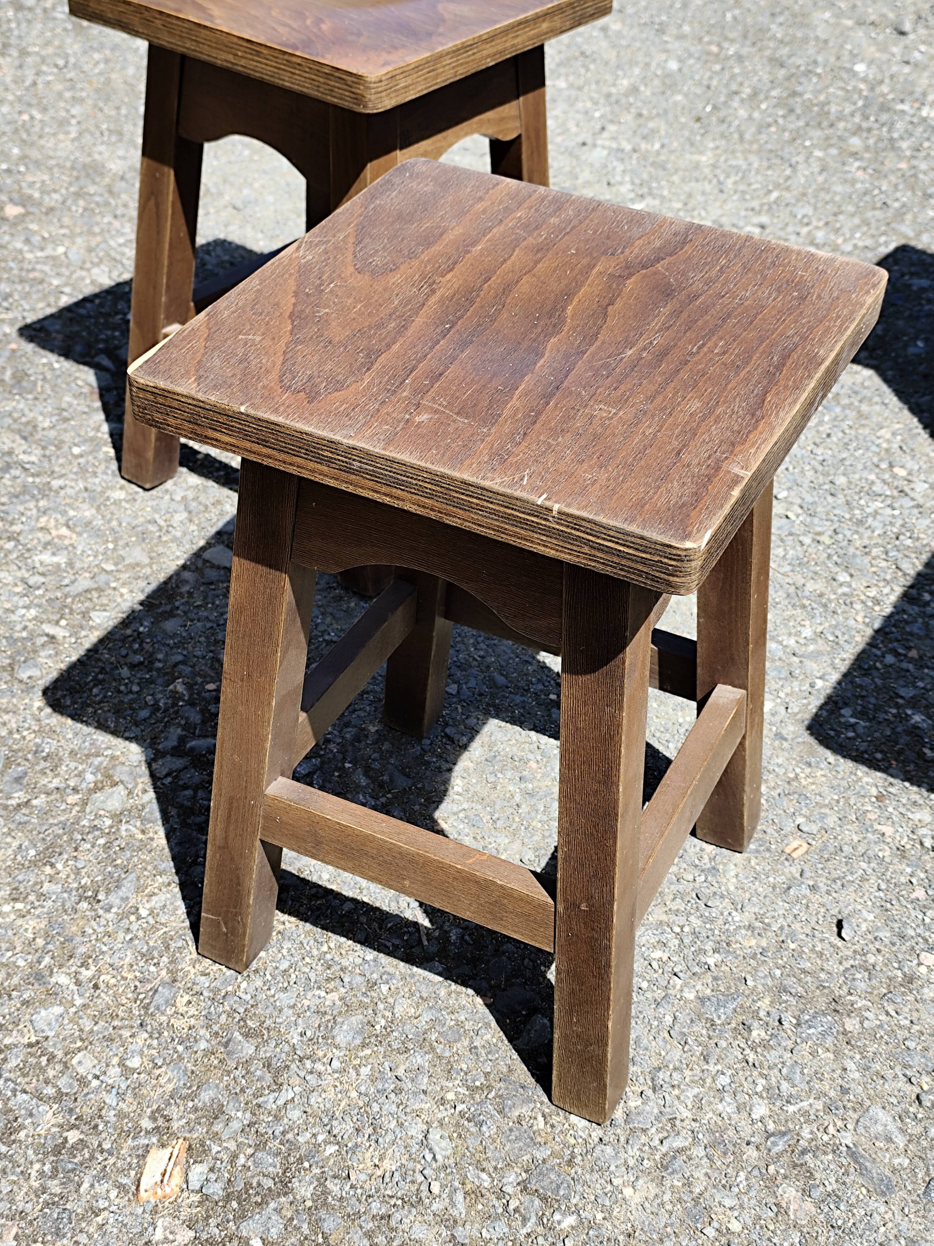 6 rustic brutalist wooden stools