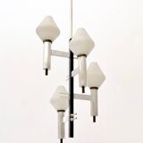 Lustre en verre et laiton blanc encastré et gravé