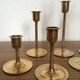 Series of 7 Scandinavian brass candlesticks