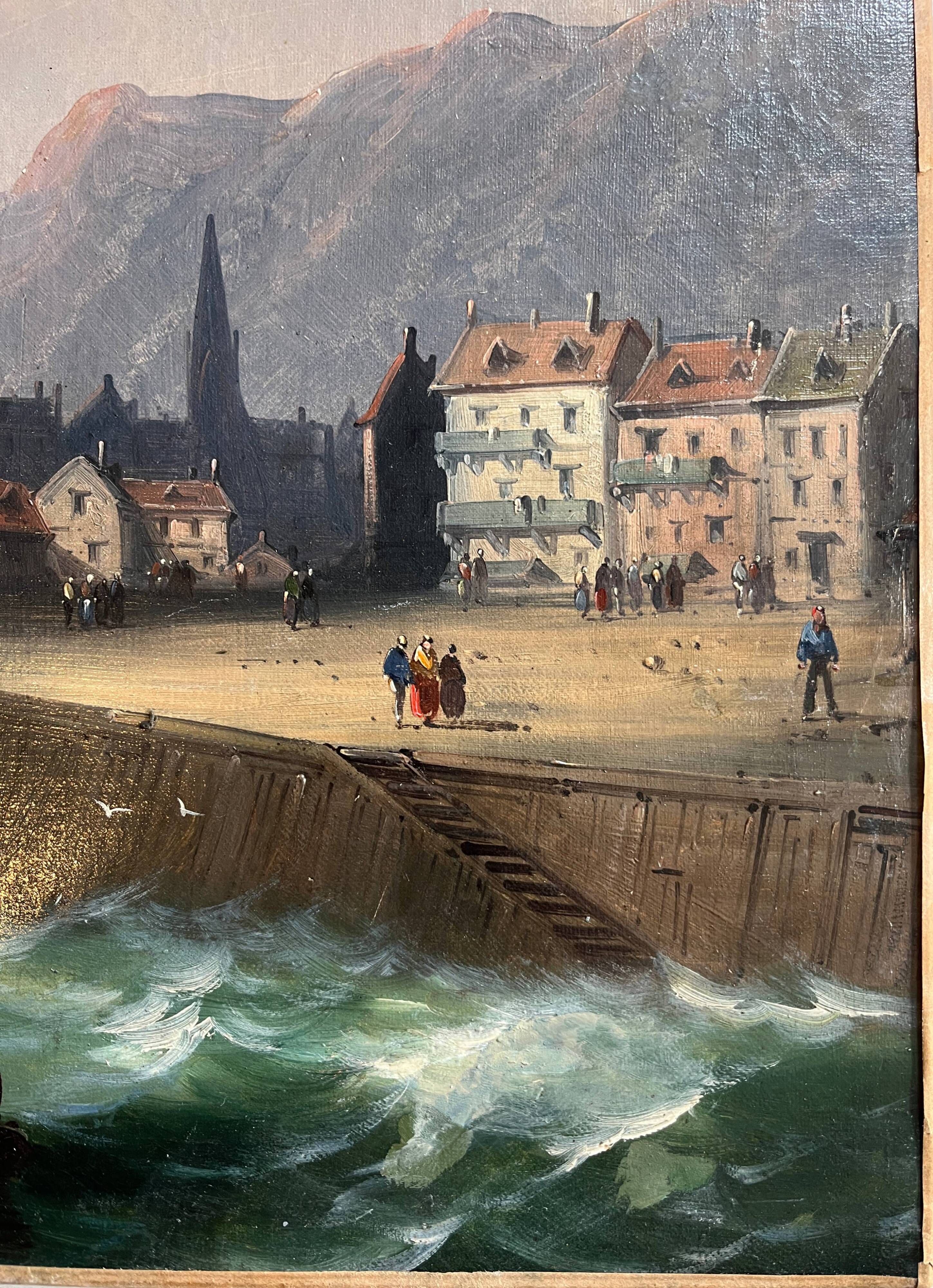 Tableau HST marine attributed to Charles Euphrasie Kuwasseg, 19th century.