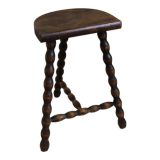 Wooden tripod stool half moon turned 60s