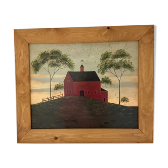 Naive framed illustration Warren Kimble USA