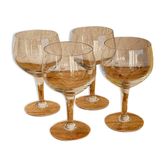 Lot de 4 verres à pied gravés vintage