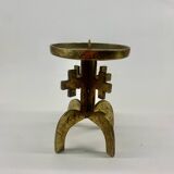 Brutalist bronze candleholder, 1970s