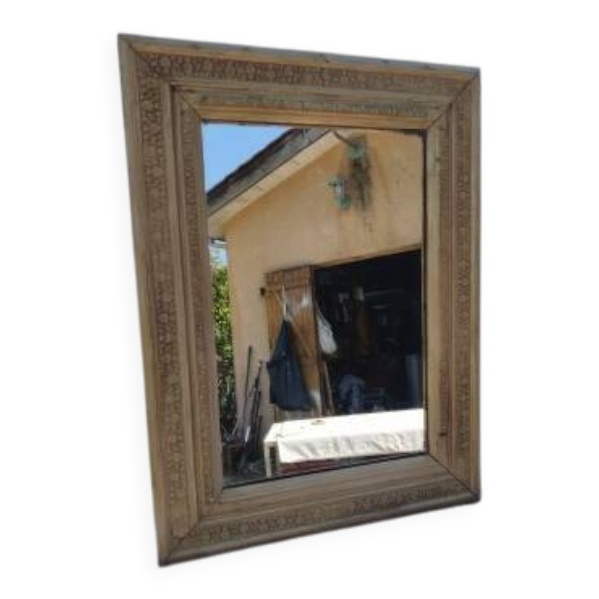 Wood and gilded stucco mirror, 19th century