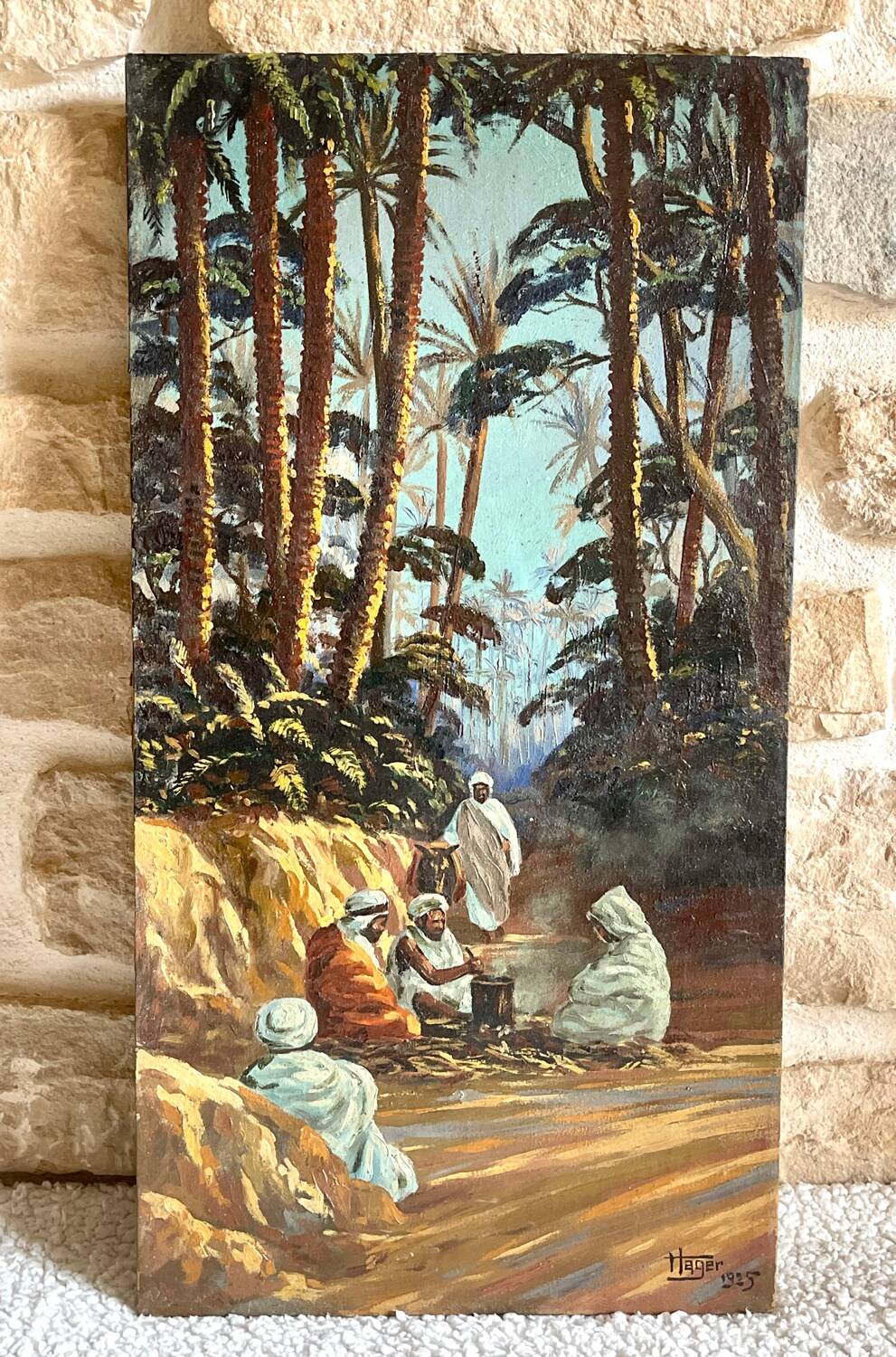 Pair of orientalist paintings signed Hager 1925