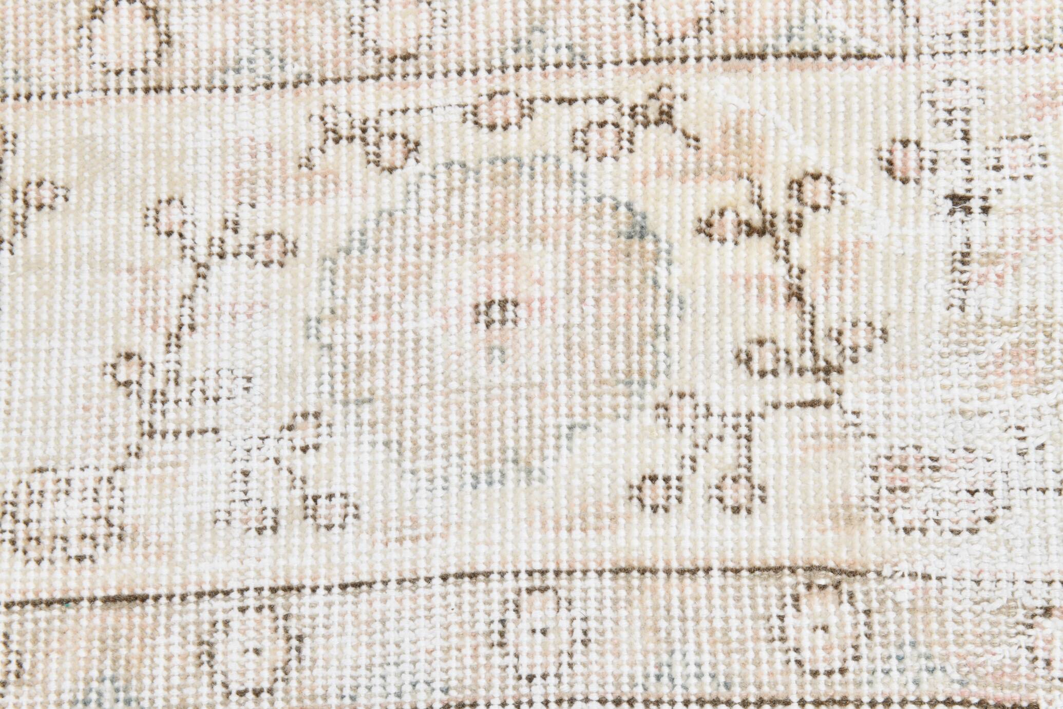 5x12 Pastel Beige Pink Turkish Vintage Area Rug, 160x375Cm