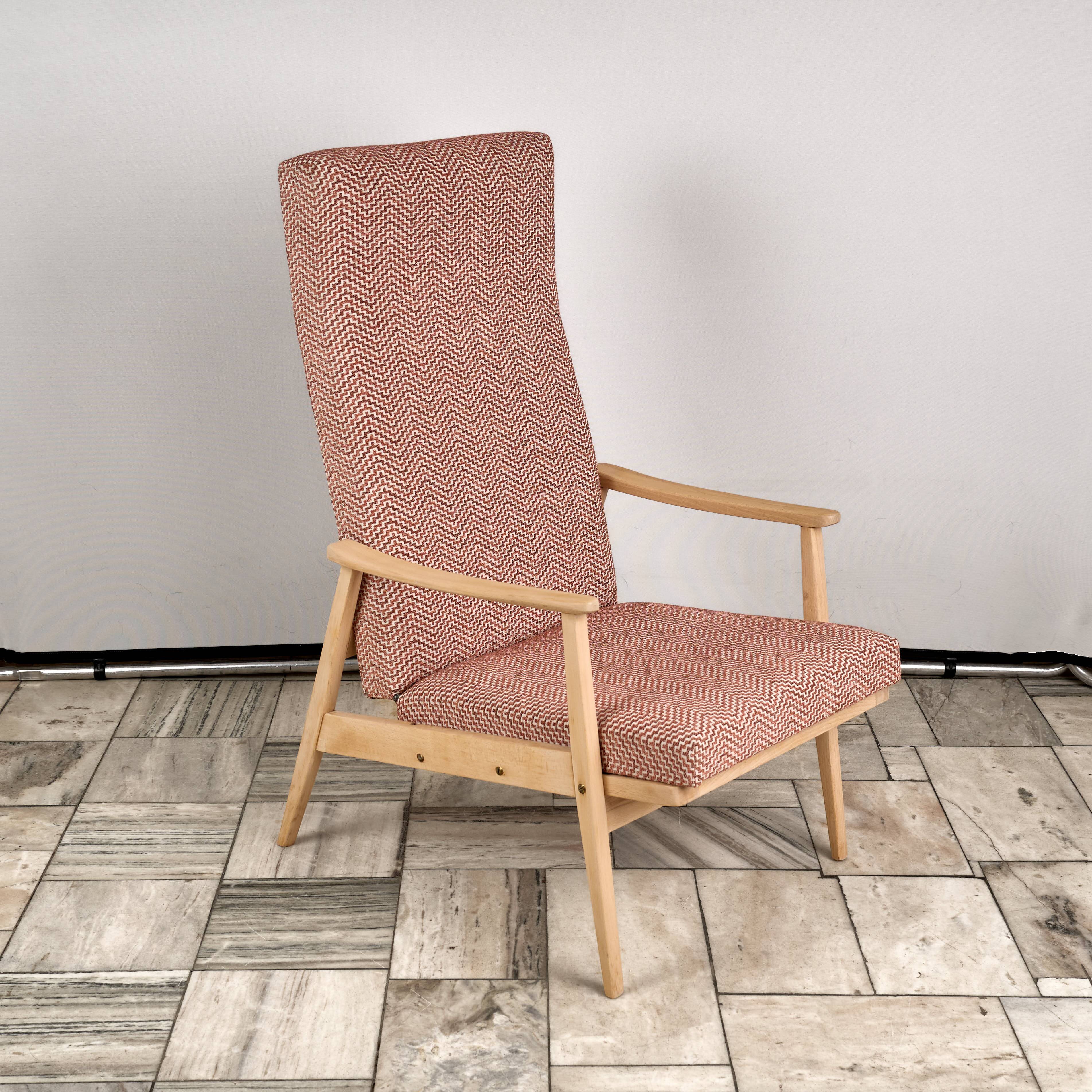 Vintage Recliner Armchair with Ottoman, 1960s, Czechoslovakia