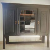 Old sideboard showcase 19th patinated matt black