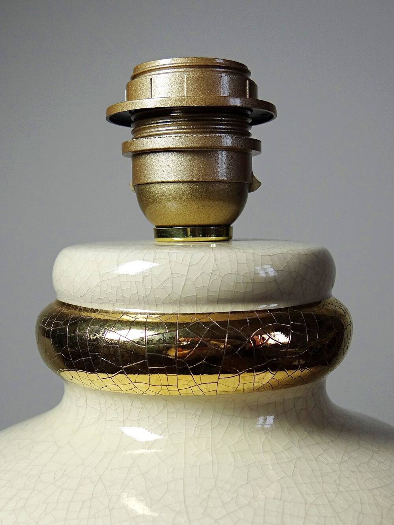 Cracked earthenware lamp Le Dauphin "Dynasty" Panama vintage 80s-90s