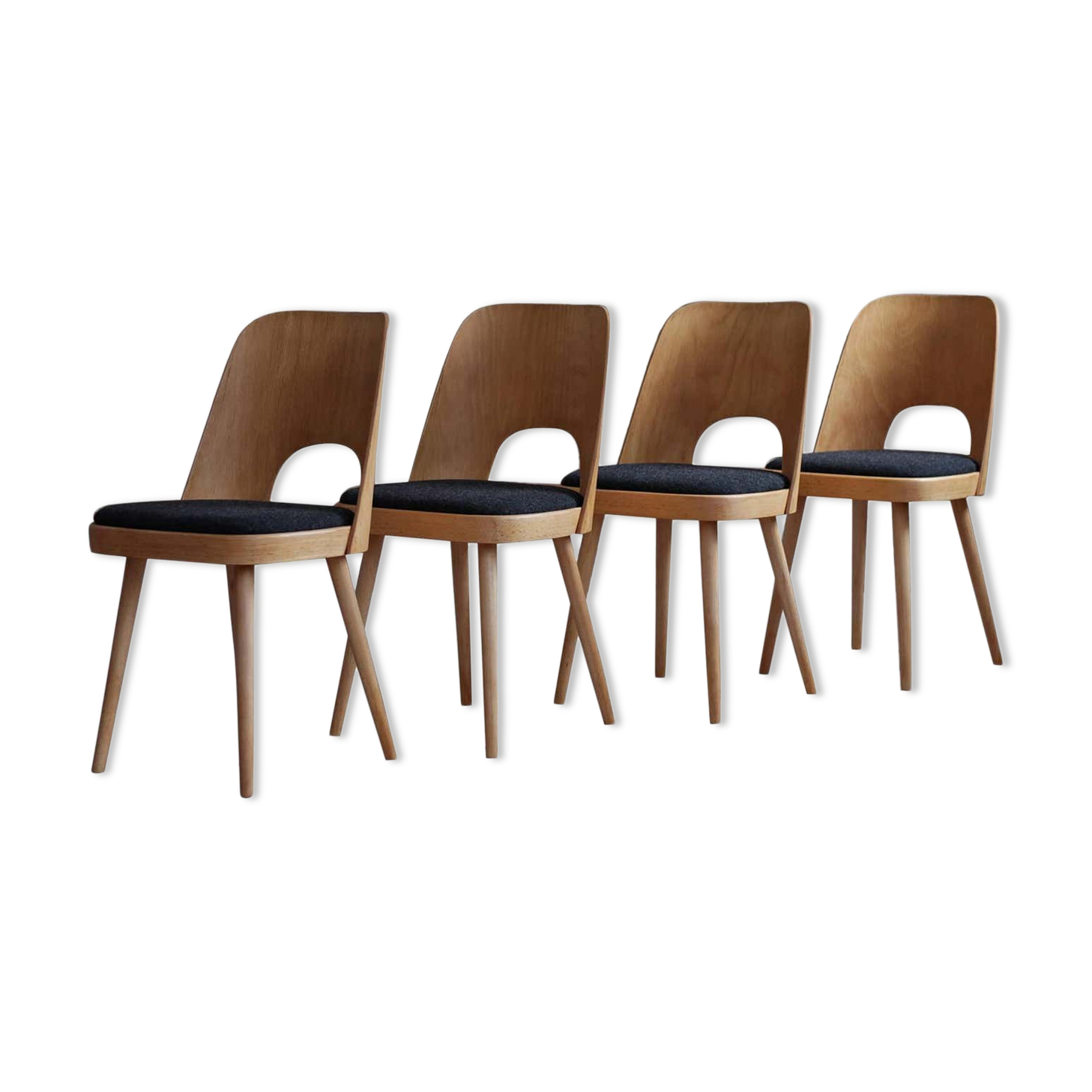 Set of 4 Dining Chairs by Oswald Haerdtl, Reupholstered, Midcentury