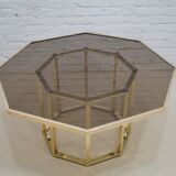 Brass  Italian coffee table by Romeo Rega, 1970s