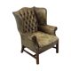 Old Green Chesterfield Armchair Wingchair