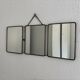 Vintage 1930s triptych mirror barber nickel-plated green crocodile effect.