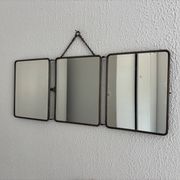 Miroir vintage 1930 triptyque barbier nickelé simili crocodile vert avocat