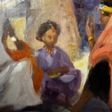 Orientalist impressionist painting, oil on canvas, ca 1940