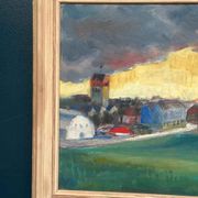 Original Swedish Oil On Panel – “Village” By A.G. – Dated 1948 – Vintage & Framed