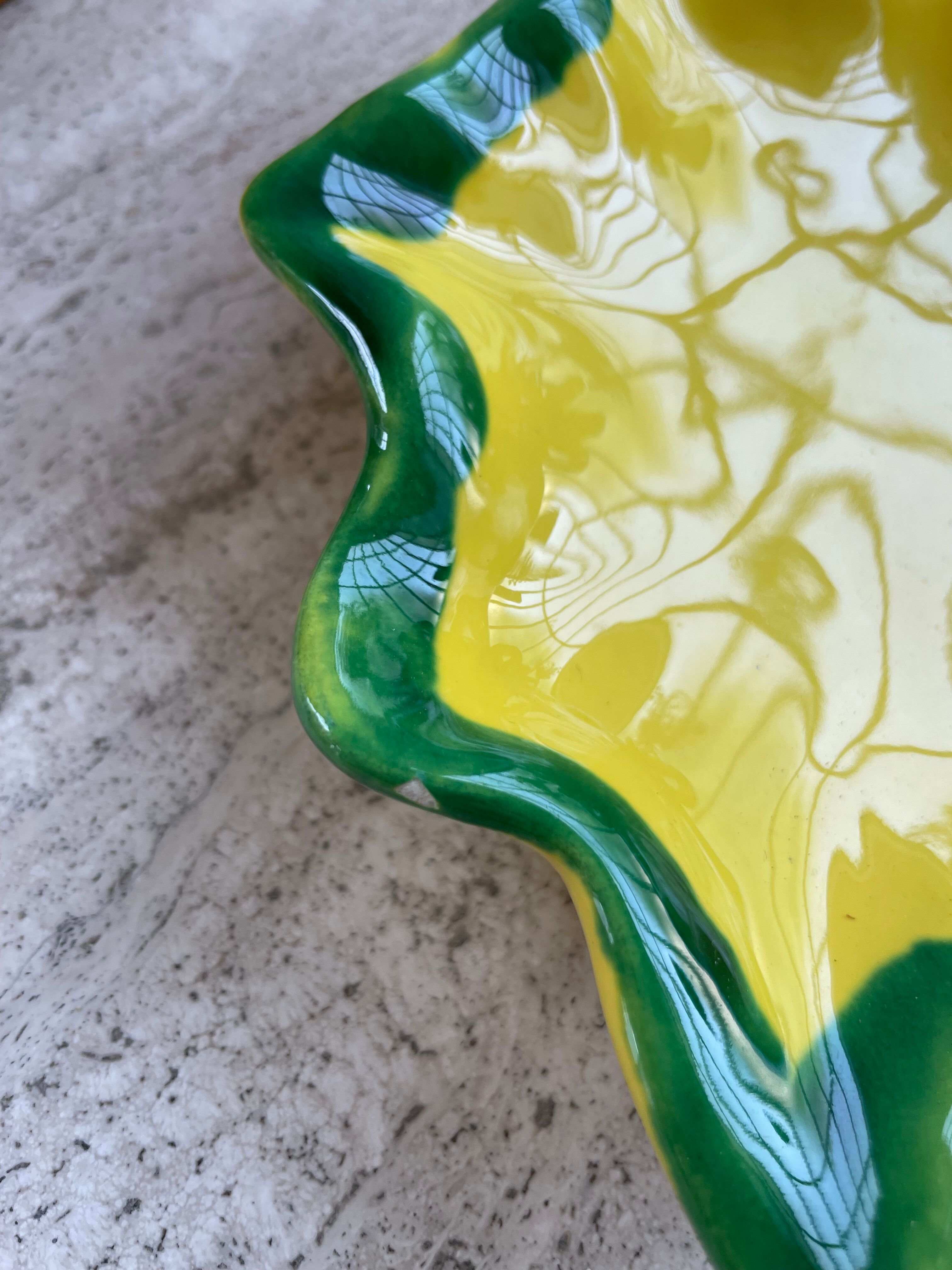 Ceramic yellow vallauris dish