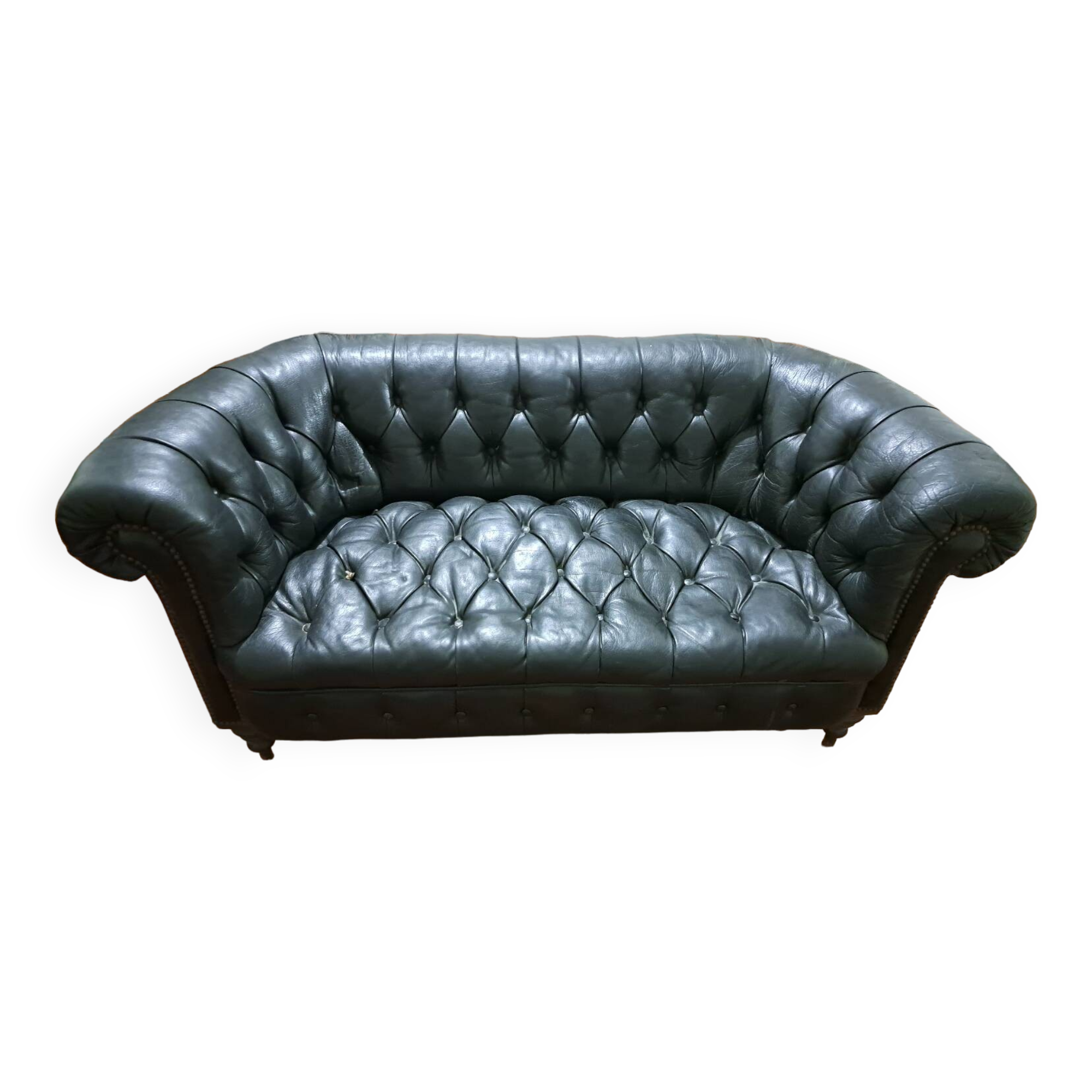Canapé - chesterfield noir cuir