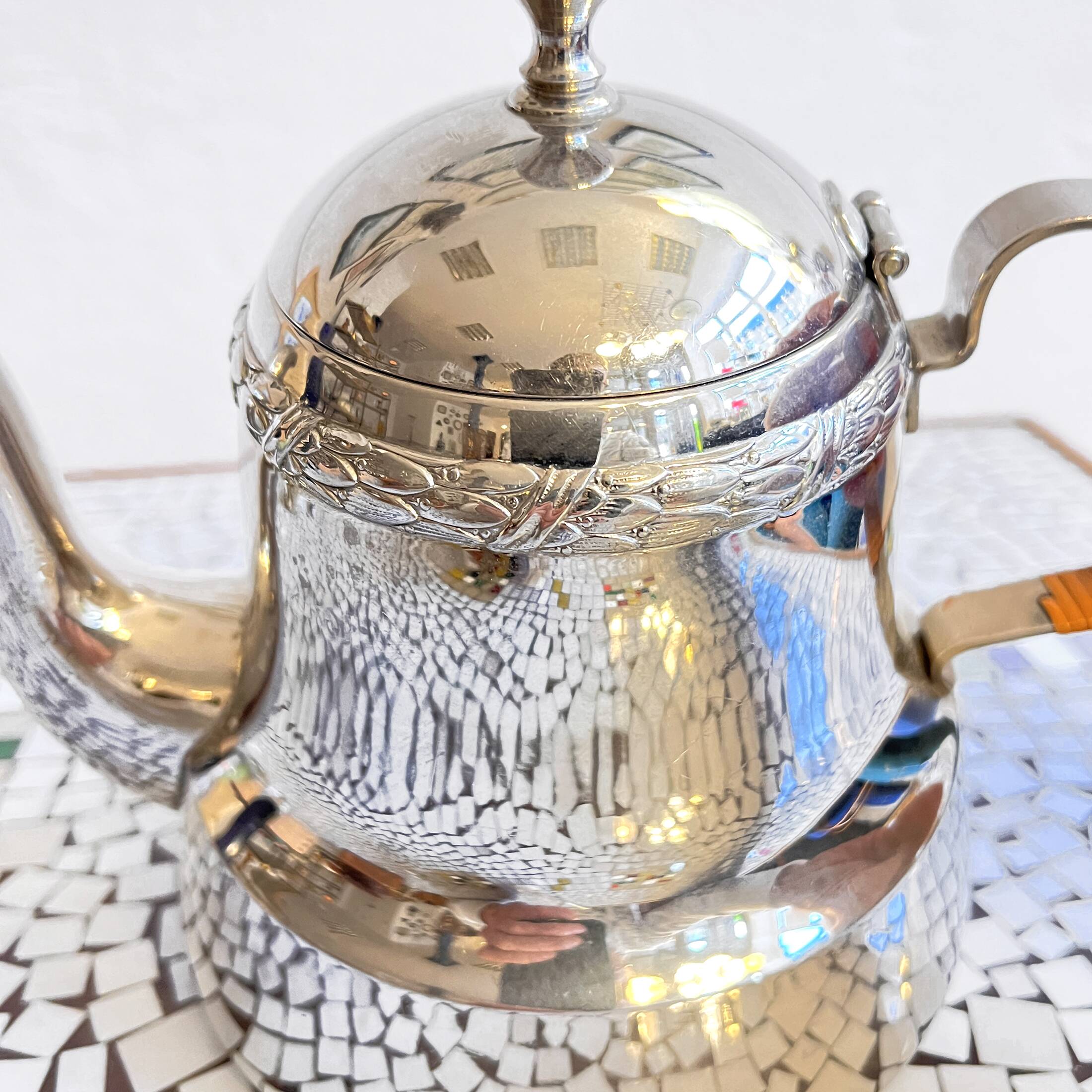 Plated art deco teapot jug, Christofle, France, 1940s.