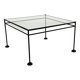 Postmodern light blue glass and metal coffee table by gamma, 1980