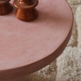 Organic shaped coffee table in pink teracotta tadelakt