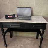 coiffeuse ancienne en marbre ou bureau noir